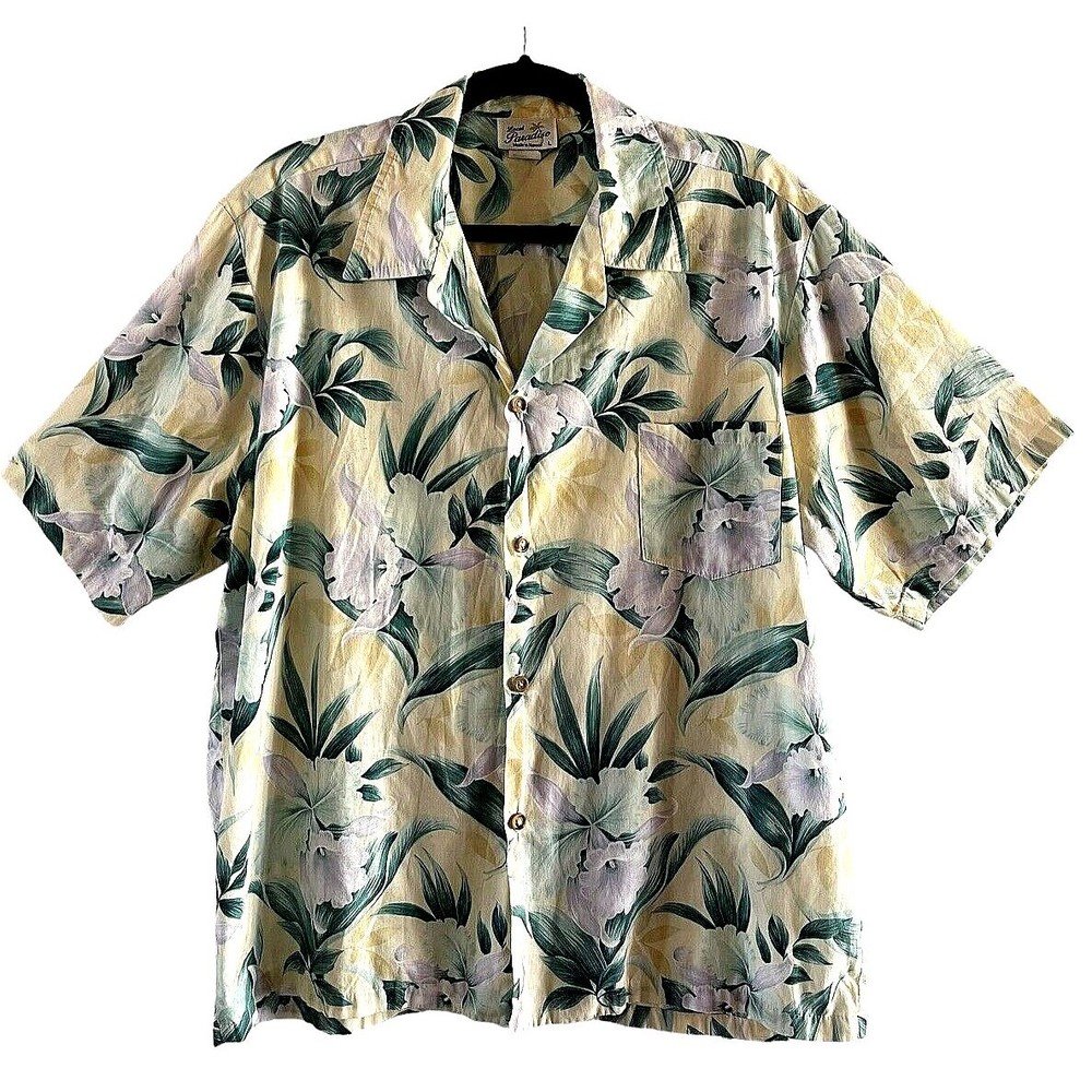 VTG Hawaiian Shirt Sz. L Local Paradise Honolulu 1990s Floral Golf Magnum PI